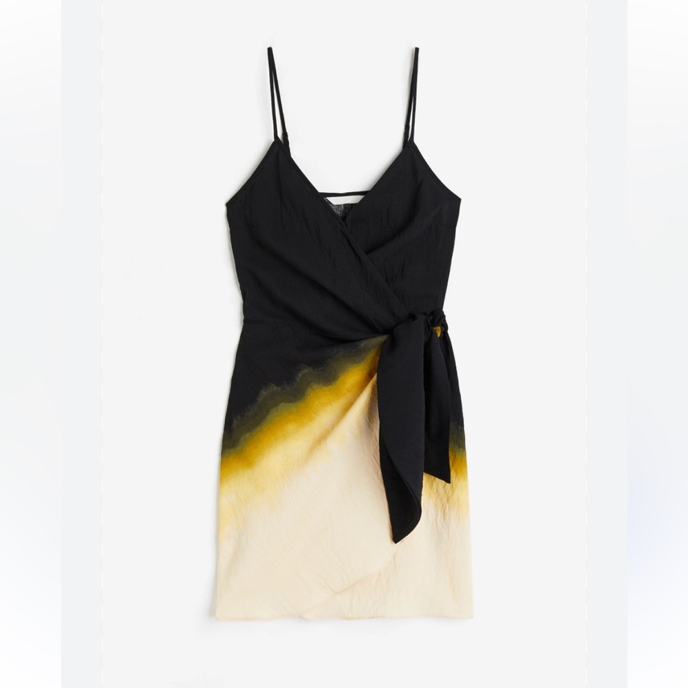 H&M Black and Yellow Wrap Mini Dress NWT